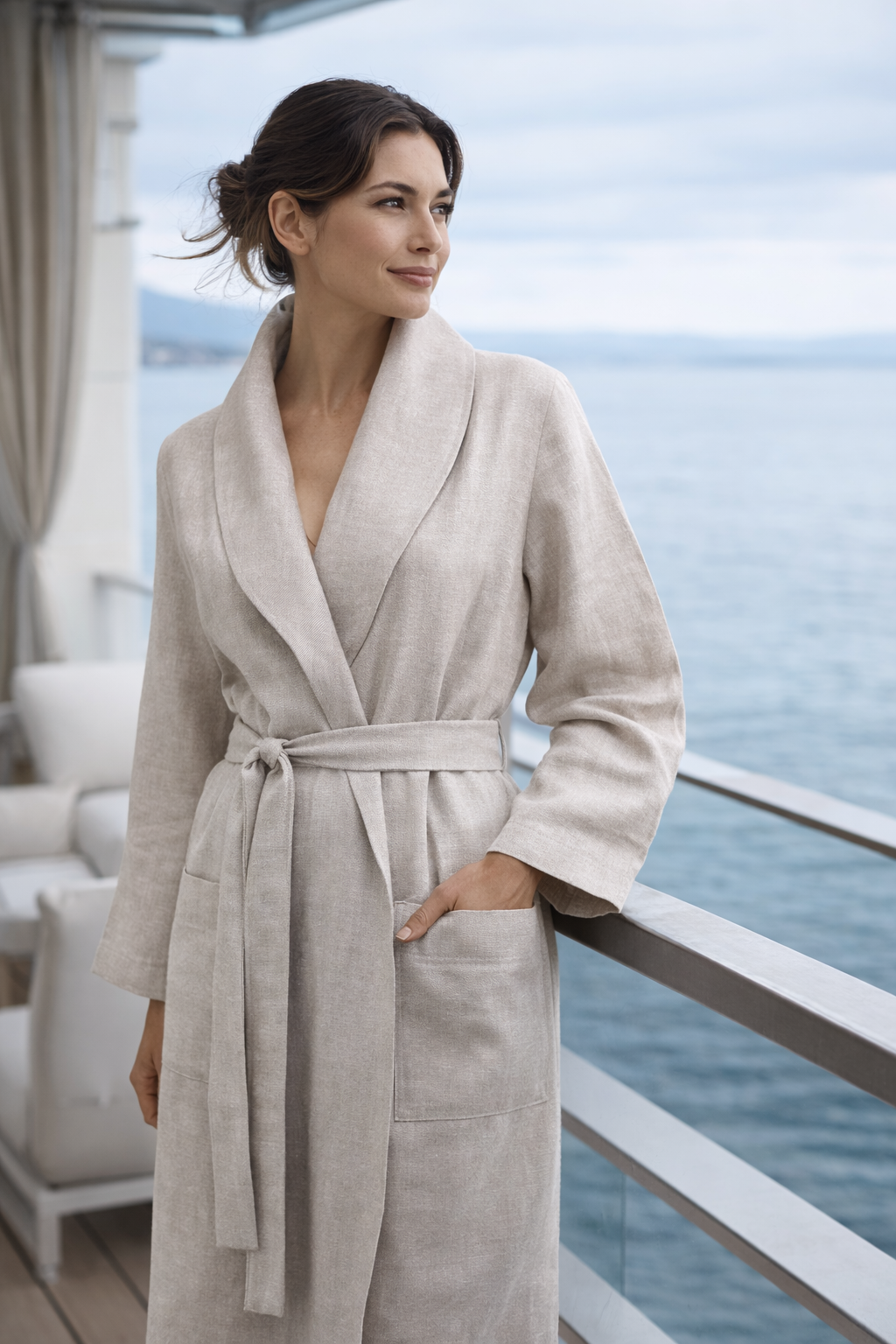 "CRESPO" Vestaglia in Lino Puro