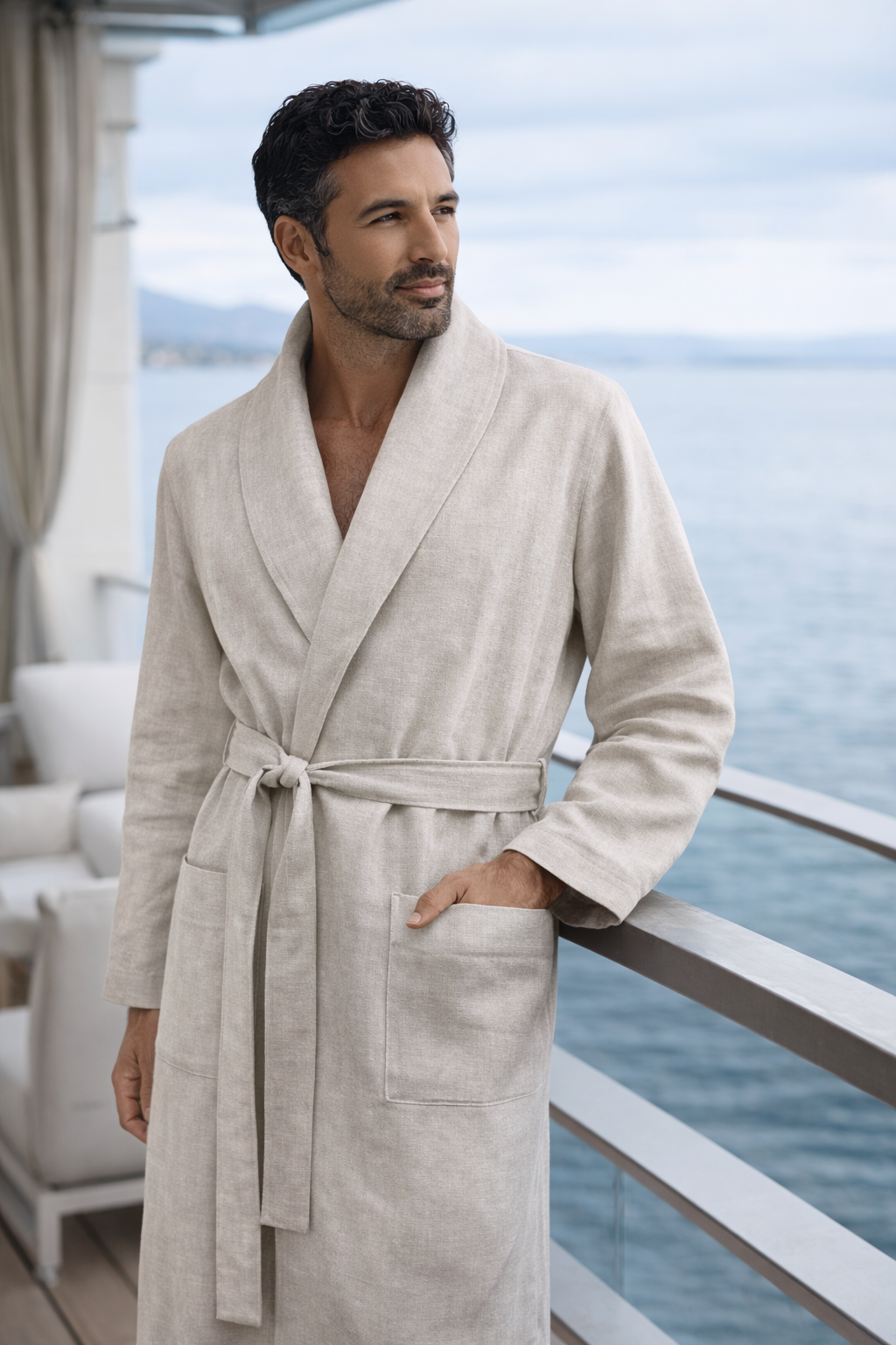 "CRESPO" Vestaglia in Lino Puro