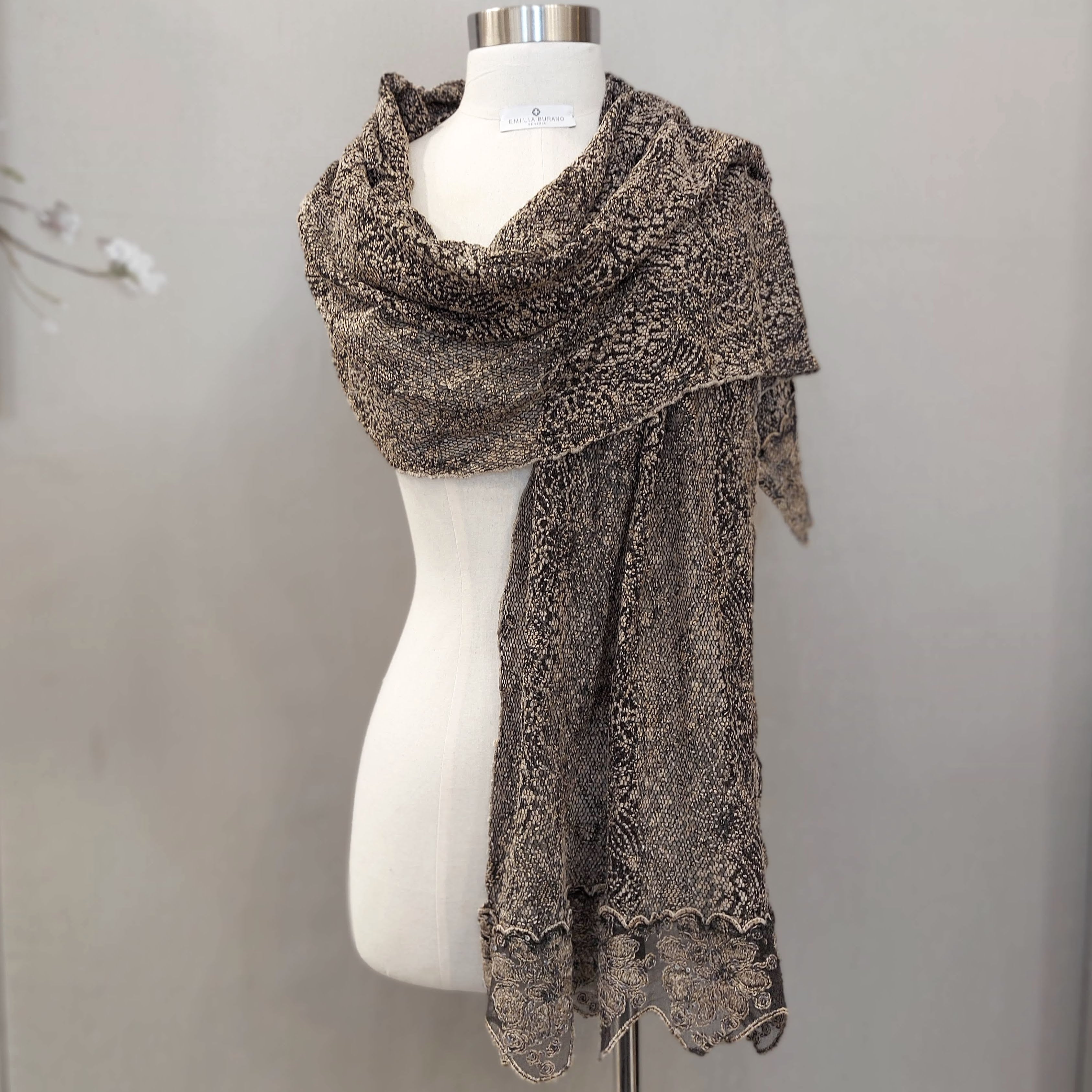 "GISELLE" BROWN full lace scarf