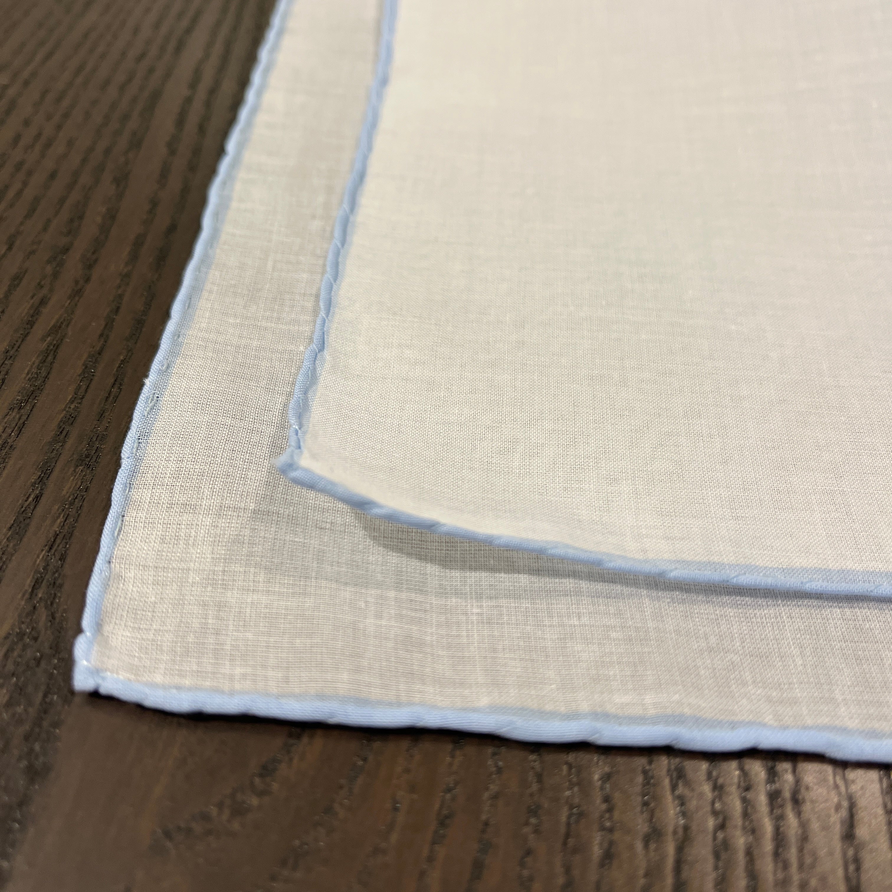 "Giorgio" Azzurro hand made color piping extra fine cotton men's handkerchief