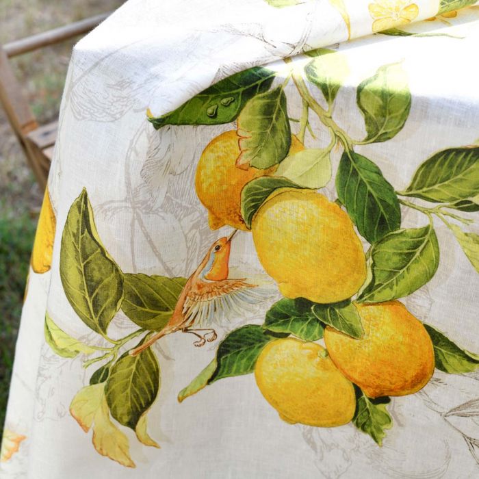 Sorrento collection lemon linen tablecloth