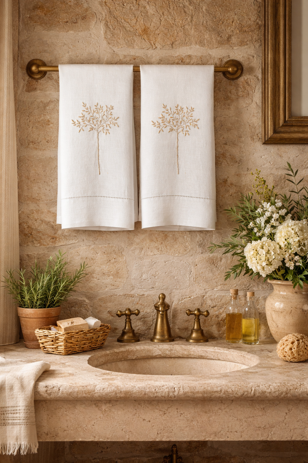 GUEST TOWELS LINEN EMBROIDERED