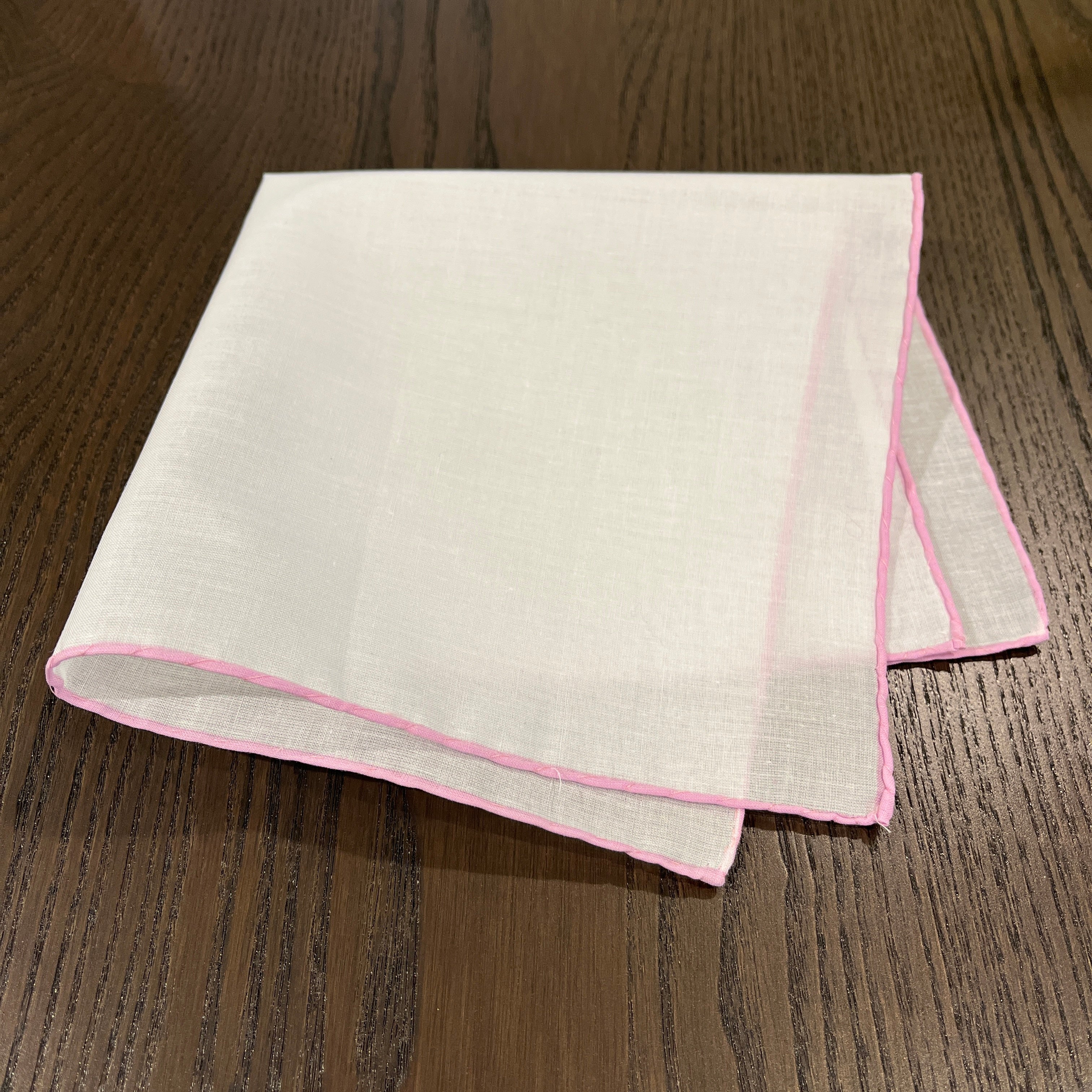 "Giorgio" pink hand made color piping extra fine cotton men's handkerchief