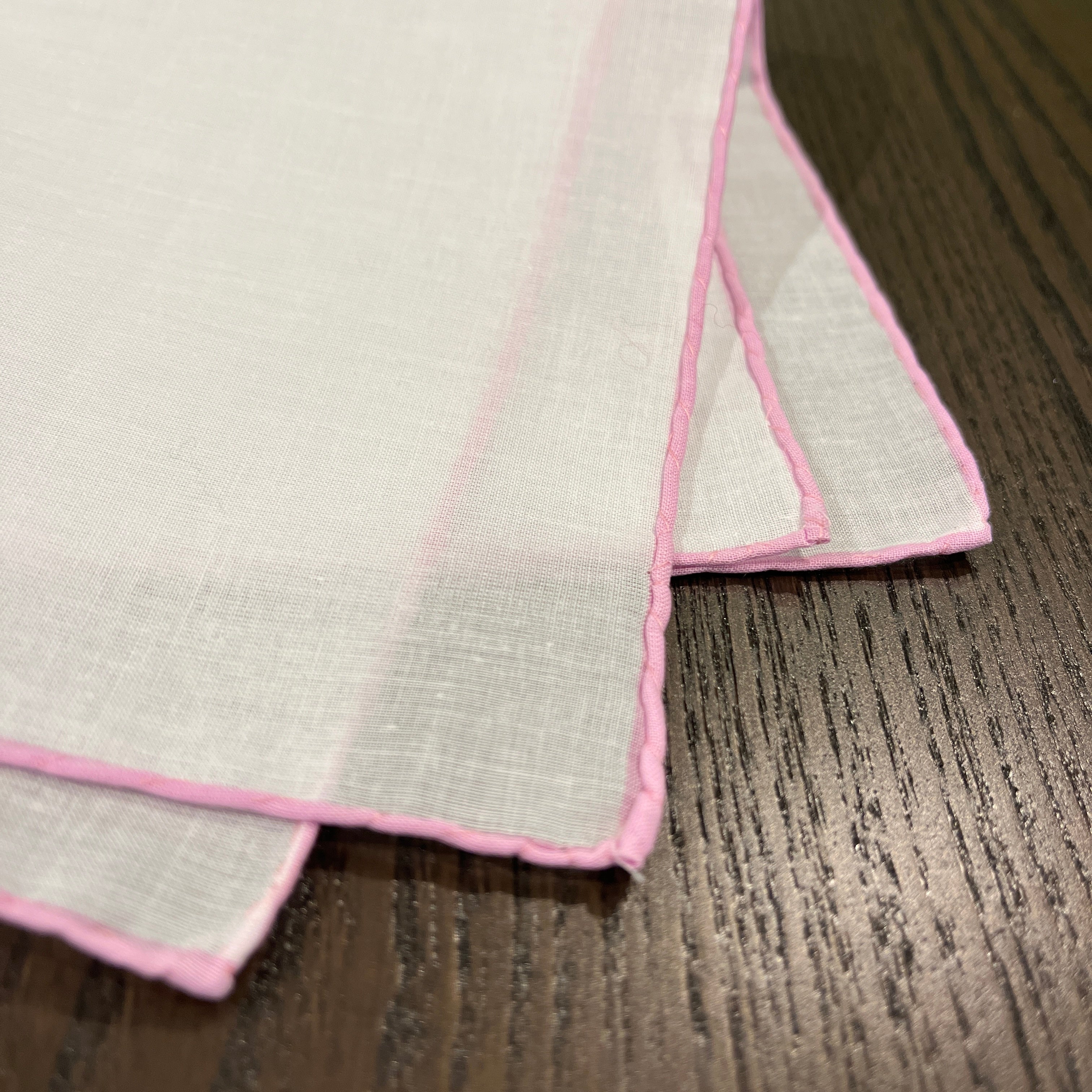 "Giorgio" pink hand made color piping extra fine cotton men's handkerchief