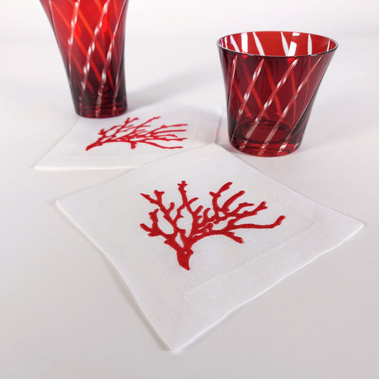 Red Coral Coasters (set of 6)