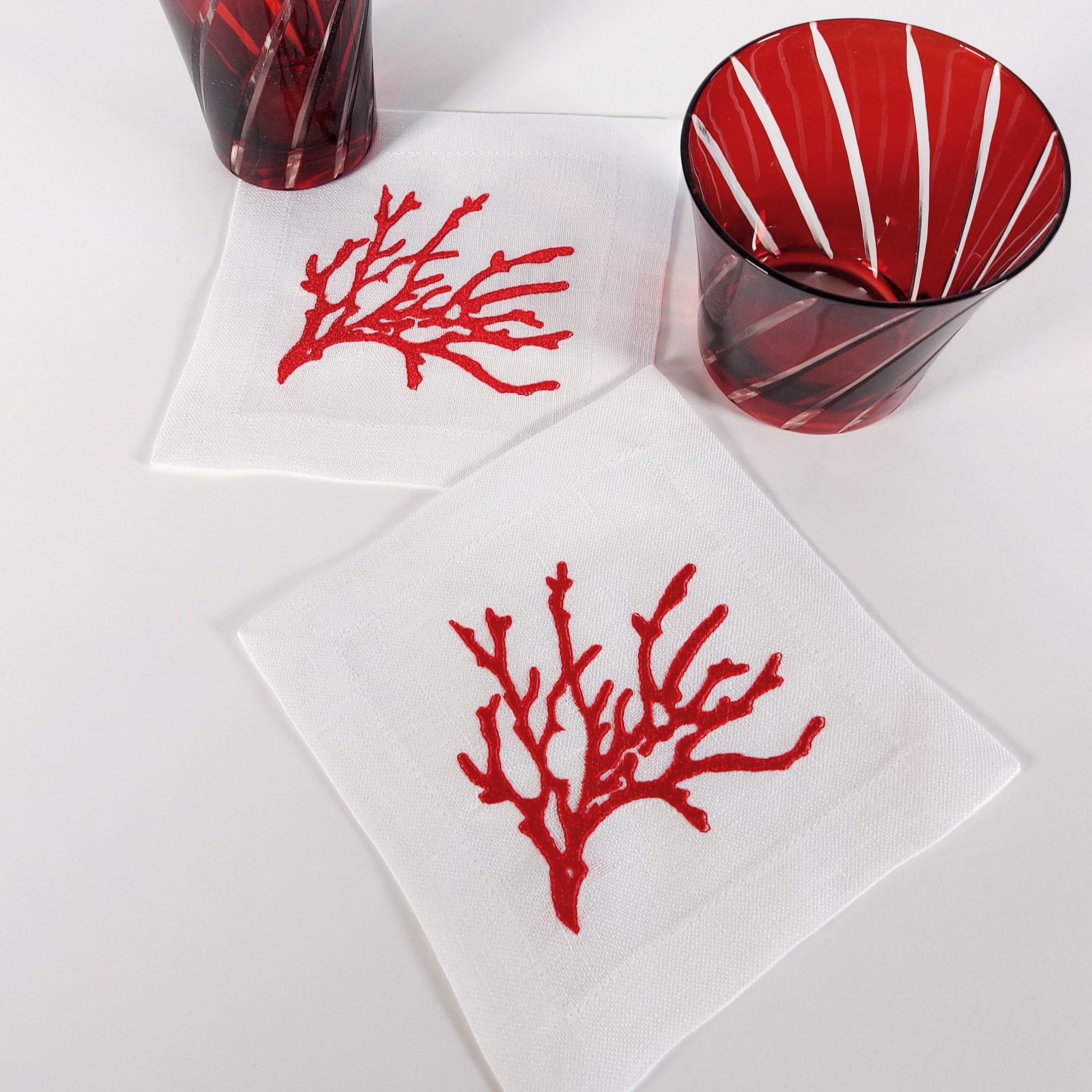 Red Coral Coasters (set of 6)