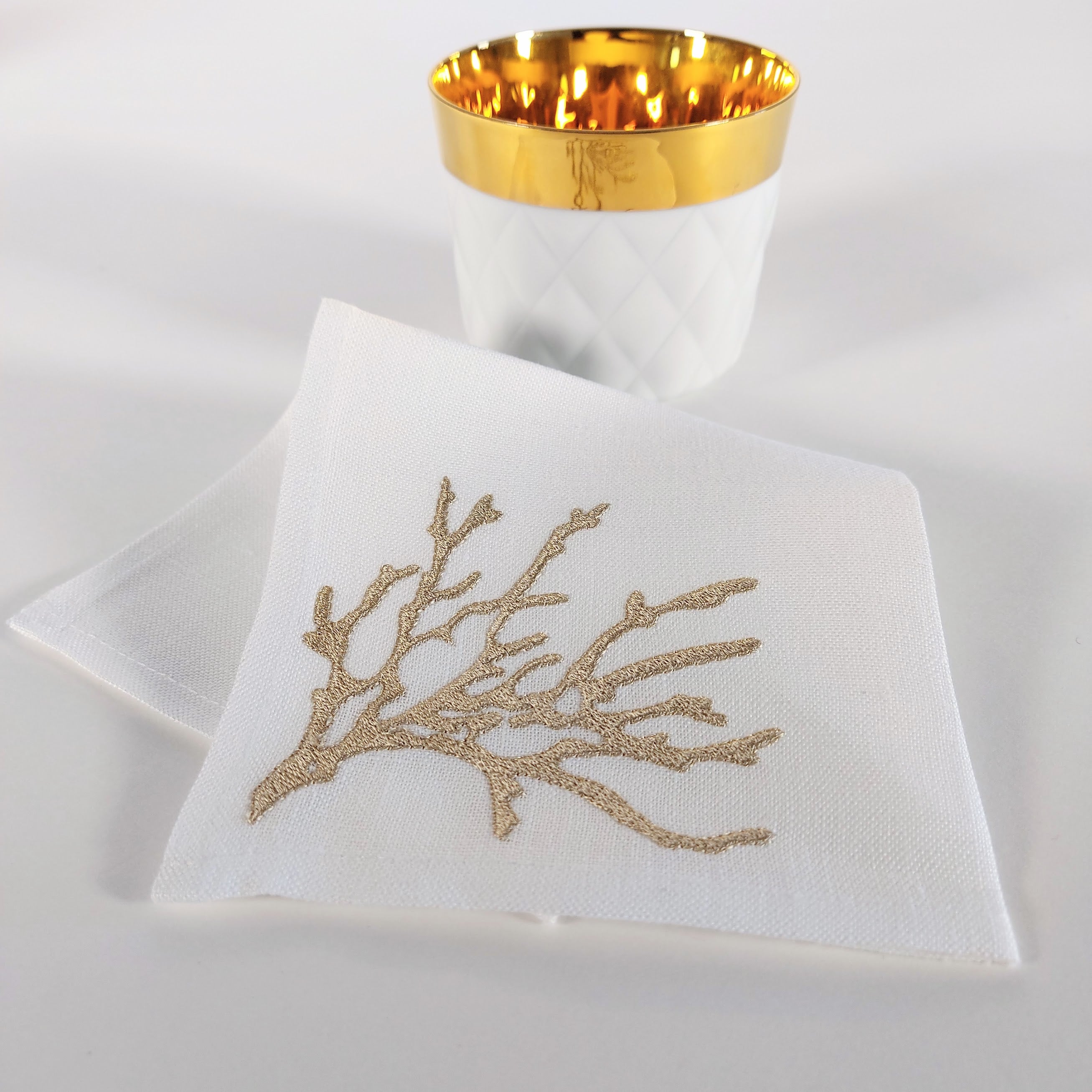"Gold Coral" Cocktail napkins (set of 6)