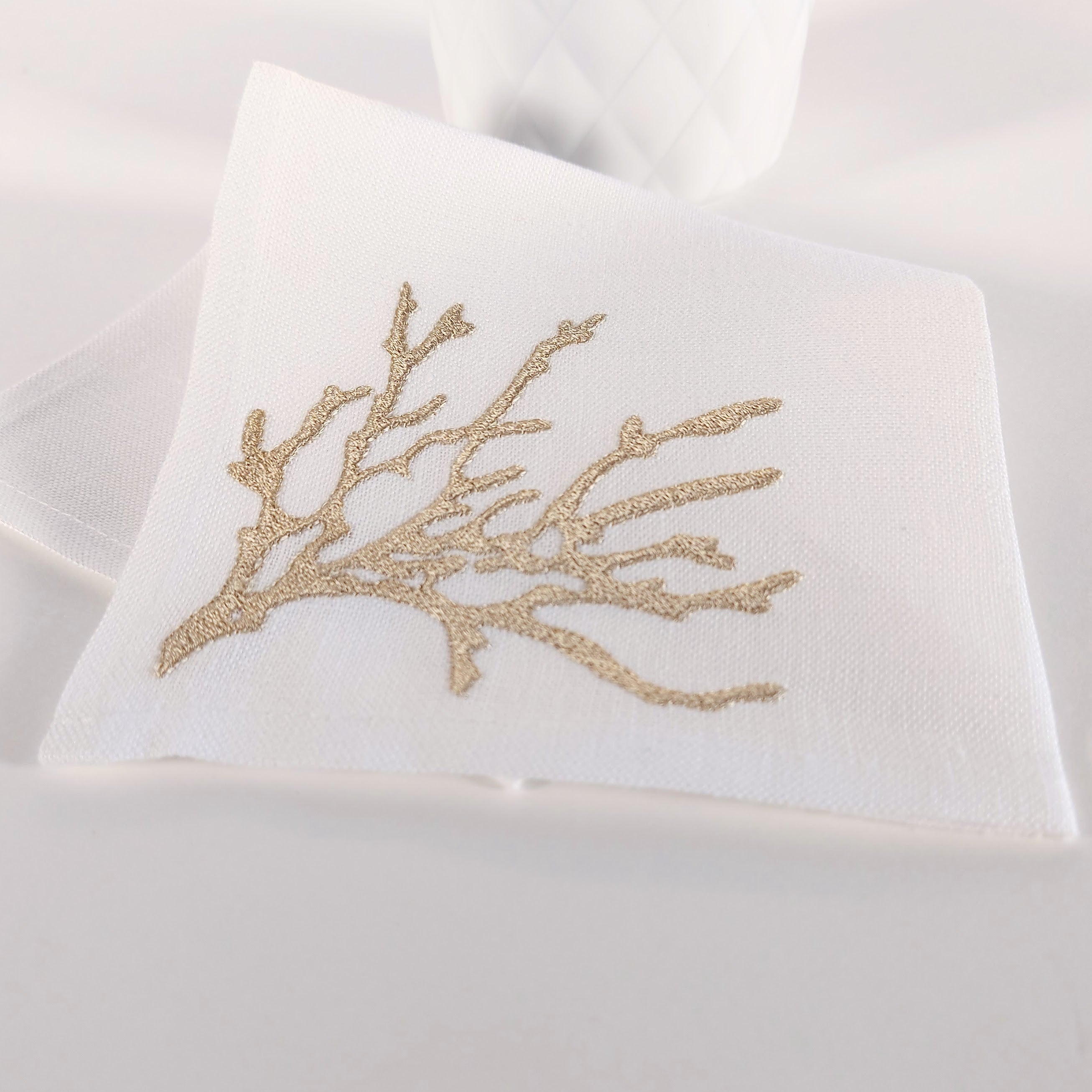 "Gold Coral" Cocktail napkins (set of 6)