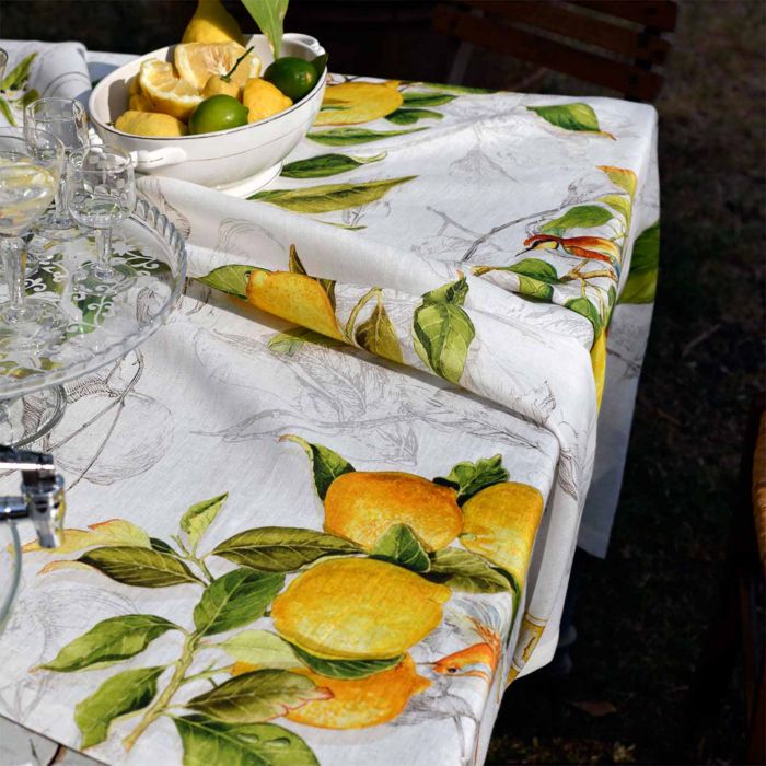 Sorrento collection lemon linen tablecloth