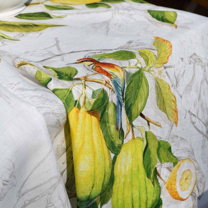 Sorrento collection lemon linen tablecloth